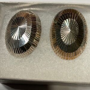 Sterling Silver Hollow Form Stud Earrings. 1 1/8 inches long